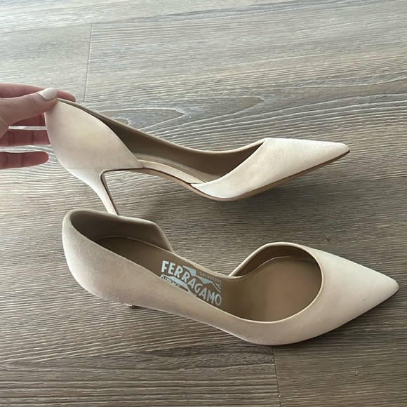 Salvatore Ferragamo Shoes - New Ferragamo nude suede d’orsay pumps